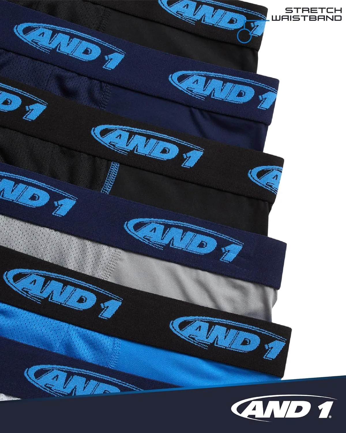 AND1 Mens Boxer Briefs - 6 Pack Stretch Performance Mens Underwear Boxers with Functional Fly Pouch (Sizes: S-3XL)