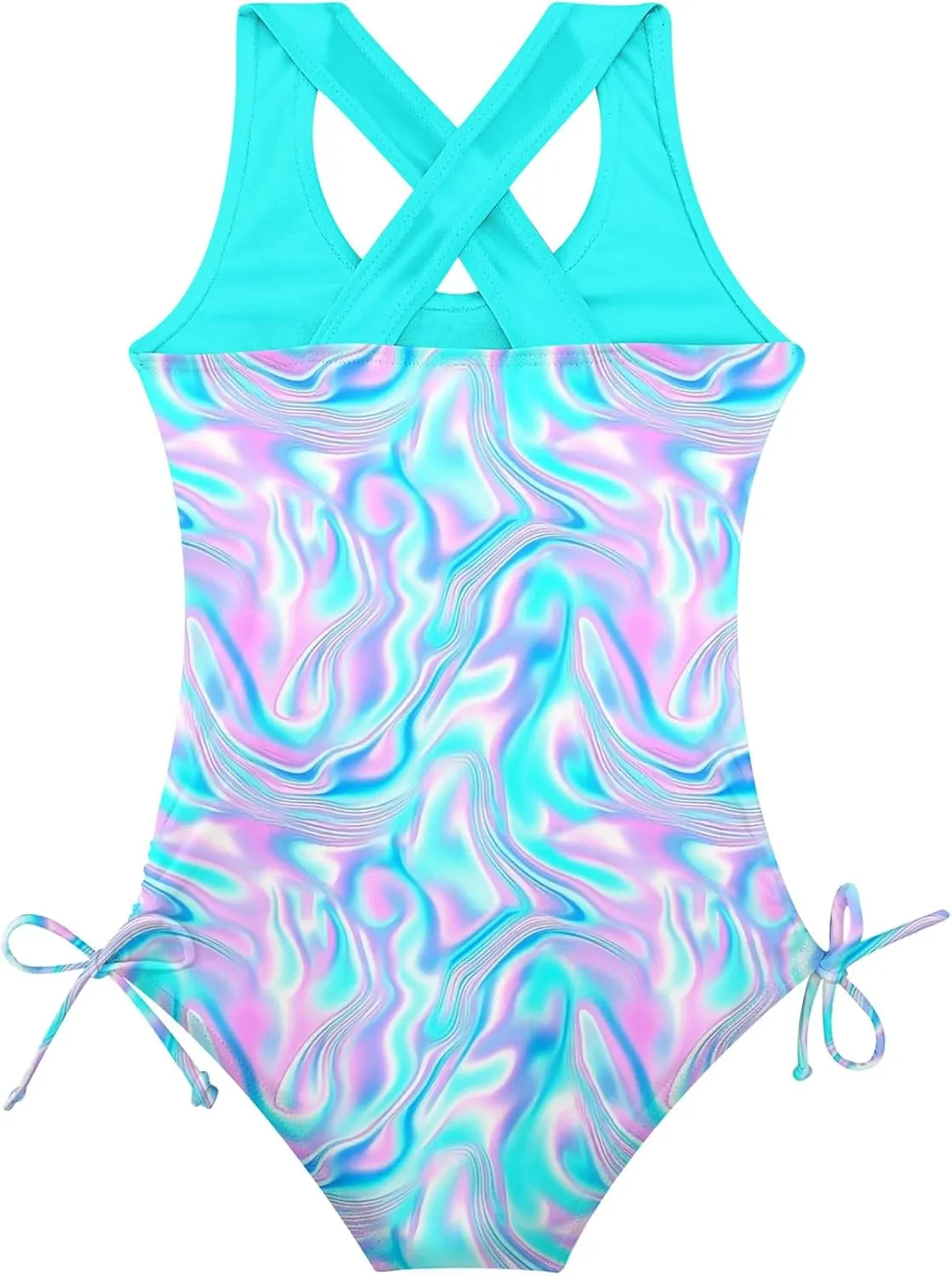 BFUSTYLE Girls One Piece Swimsuit Cute Striped Bathing Suit Hawaii Swimwear 4-13 Years