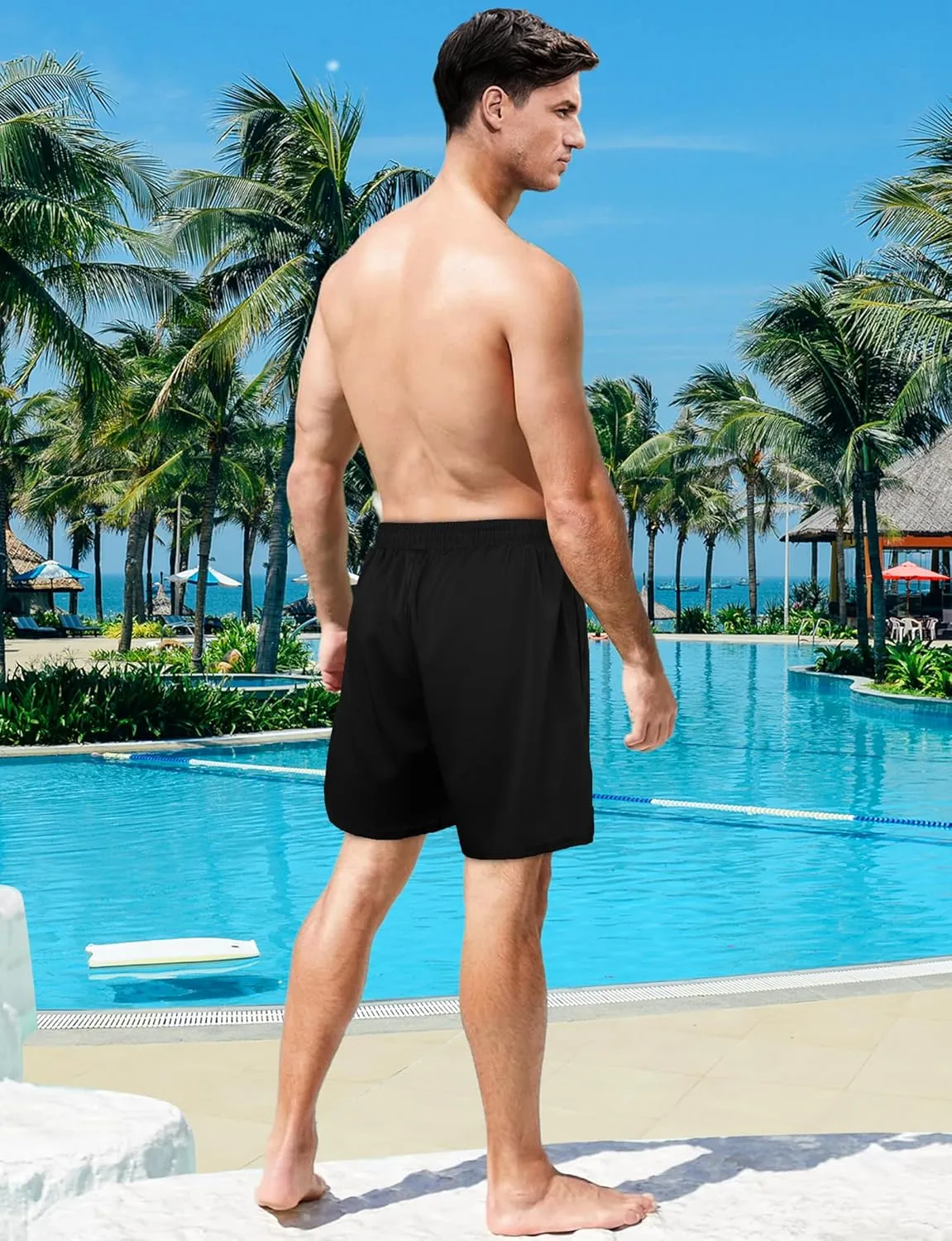 Buauty Mens Swim Trunks with Compression Liner 5 Inch Inseam Quick Dry Swim Shorts Mens Swimsuit Board Shorts with Pockets