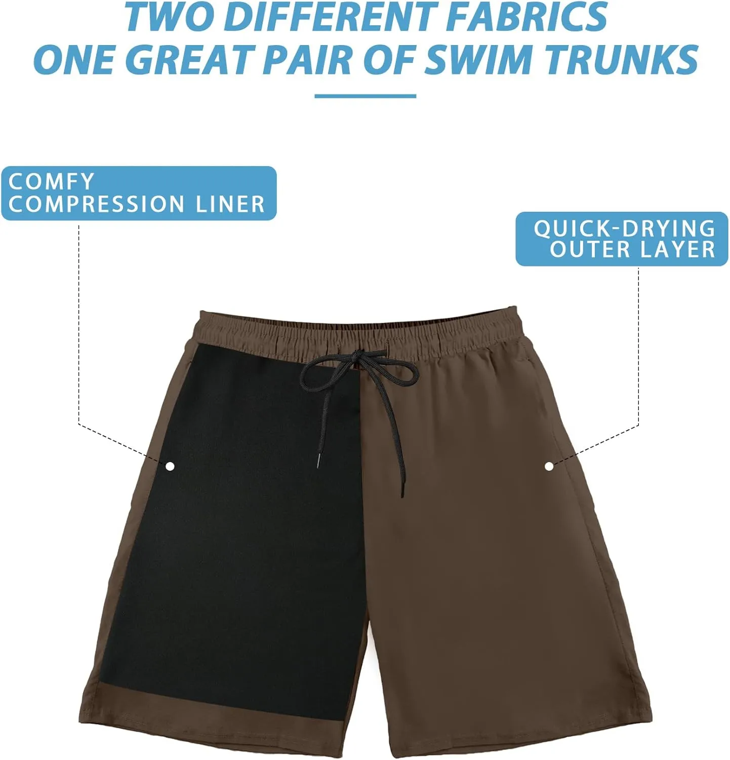 Buauty Mens Swim Trunks with Compression Liner 5 Inch Inseam Quick Dry Swim Shorts Mens Swimsuit Board Shorts with Pockets