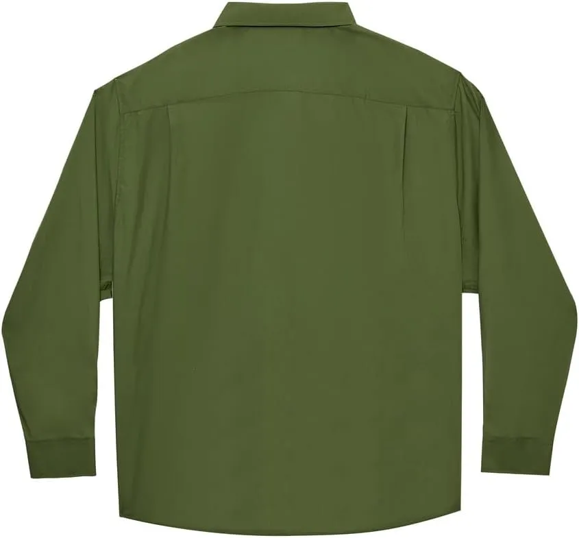Double Pump Big and Tall Dress Shirts for Men Long Sleeve Business Casual Solid Button Down Shirts from XXL(T) to 6XL(T)