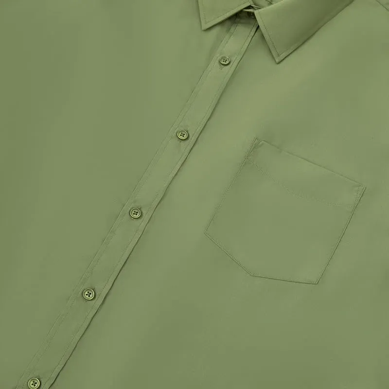 Double Pump Big and Tall Dress Shirts for Men Long Sleeve Business Casual Solid Button Down Shirts from XXL(T) to 6XL(T)