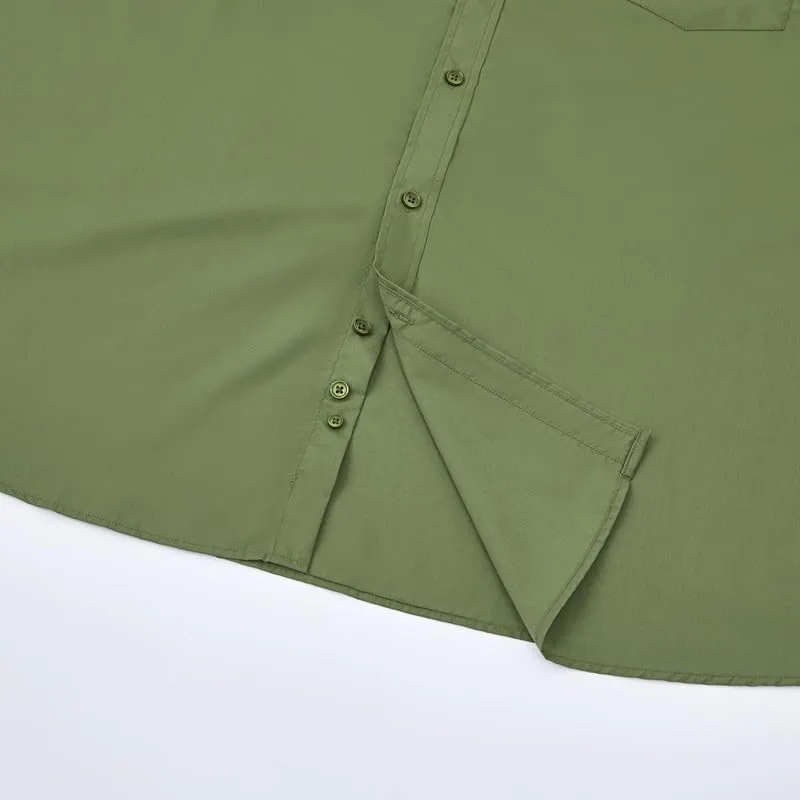 Double Pump Big and Tall Dress Shirts for Men Long Sleeve Business Casual Solid Button Down Shirts from XXL(T) to 6XL(T)