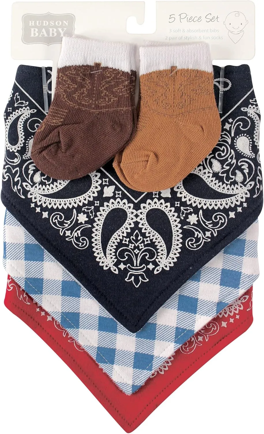 Hudson Baby Unisex BabyCotton Bib and Sock Set