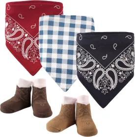 Hudson Baby Unisex BabyCotton Bib and Sock Set
