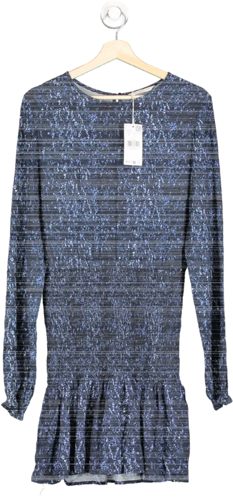 Mango Blue Floral Long Sleeve DressTeen Girl Uk Teen Large (Womens Sz M)