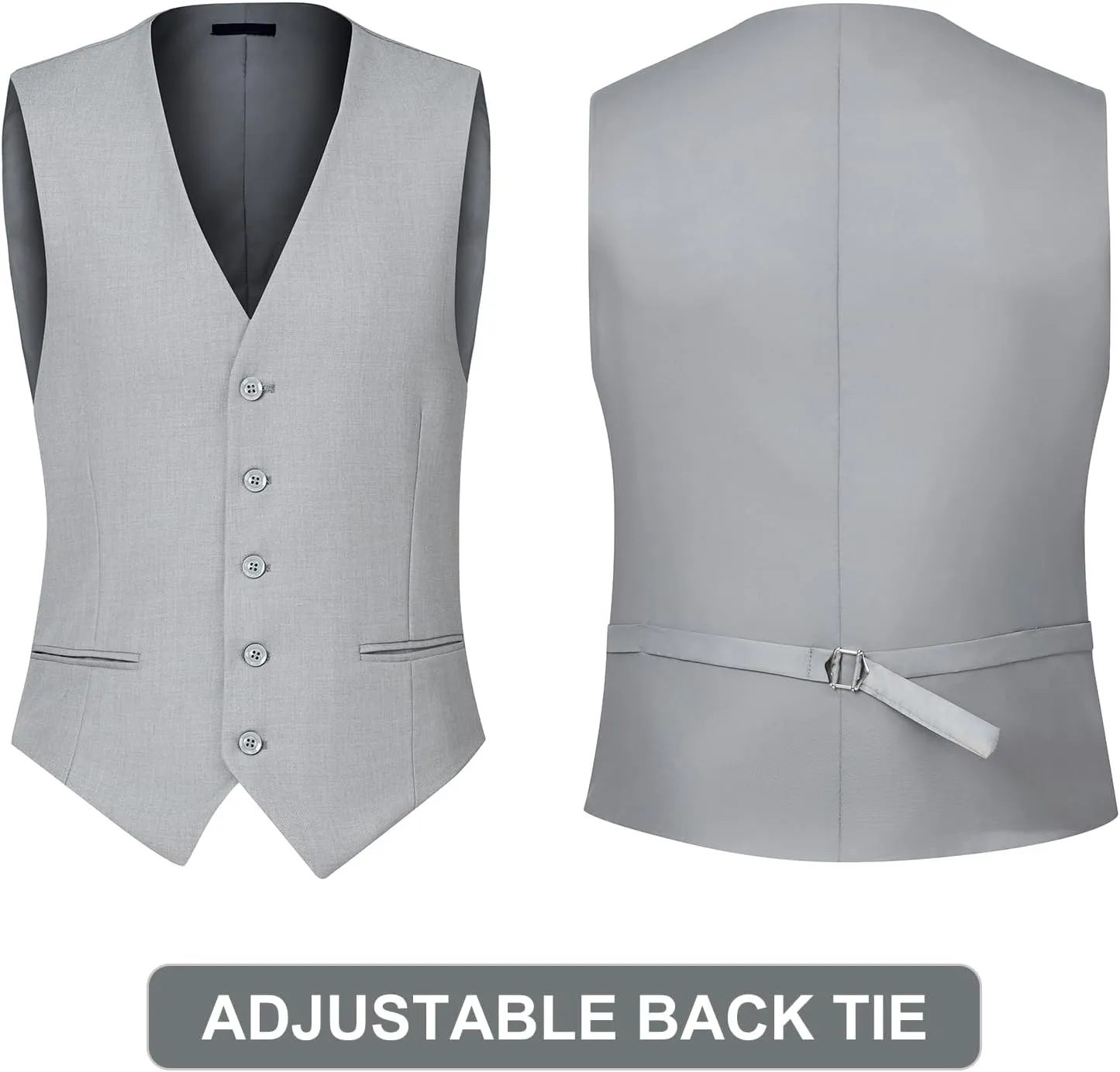 Men's Slim Fit 3 Piece Suit Set, Two Button Solid Blazer Jacket with Multi-Functional Pockets for Business/Party