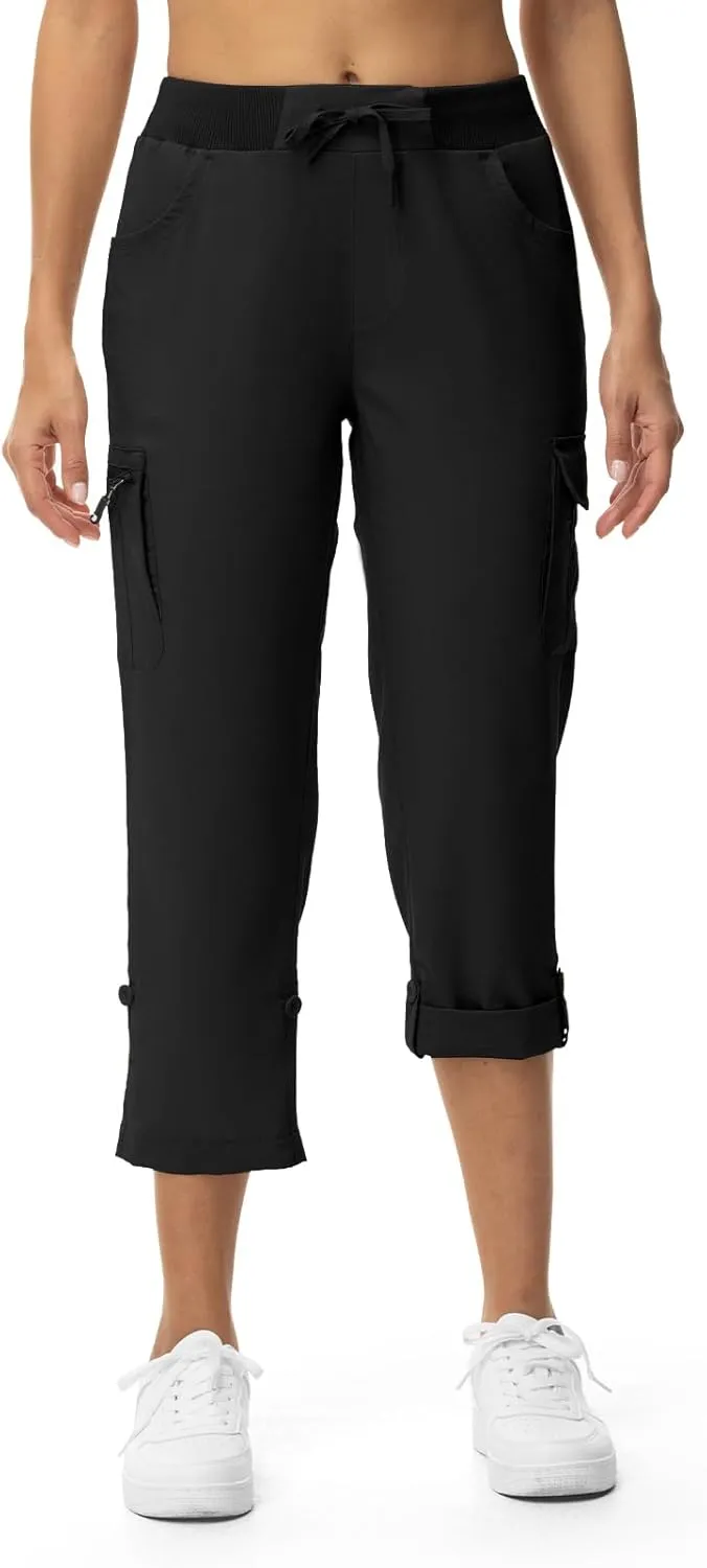 TBMPOY Womens Cargo Capris with Pockets Lightweight Hiking Capris Pants Quick Dry Casual Cropped Pants Summer Trip Cotton