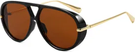 Trendy Oversized Aviator Sunglasses for Women Men Retro Big Round Shield Sun Glasses Vintage Shades
