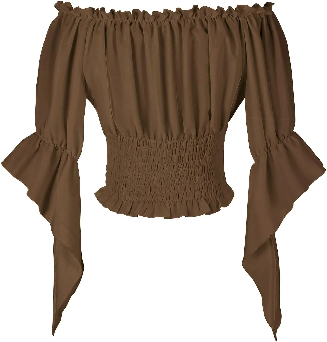 Womens Renaissance Peasant Blouse Off Shoulder Trumpet Sleeve Tops